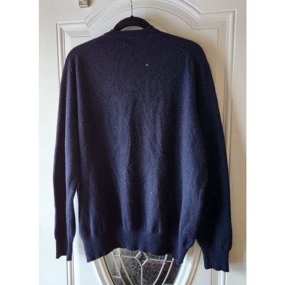 100% Cashmere Jeremy Argyle NYC Navy V-neck Sweater Size 2XL - Picture 2 of 4